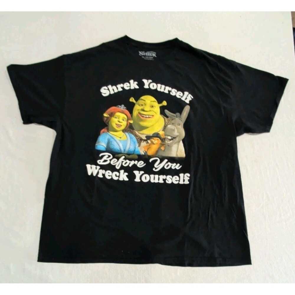 Shrek - "Shrek Yourself Before You Wreck Yourself"  Black Tshirt Adult Size 2XL